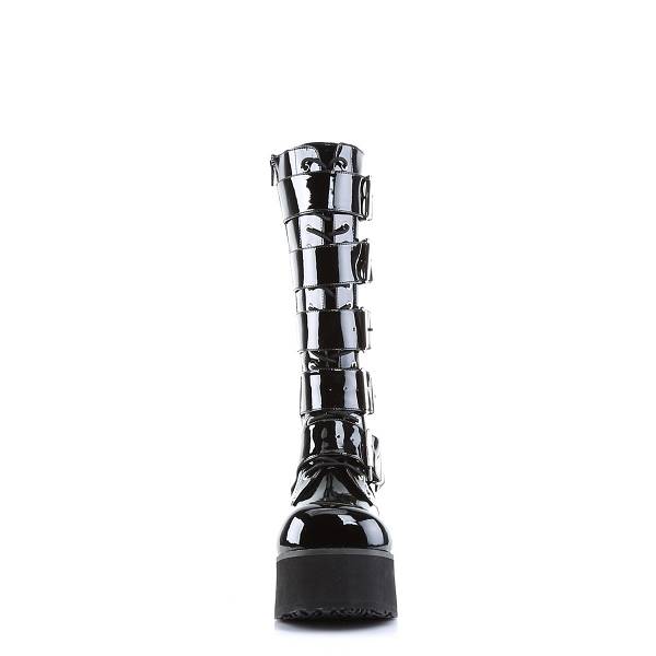 Demonia Women's Trashville-518 Knee High Platform Boots - Black Patent D6154-83US Clearance